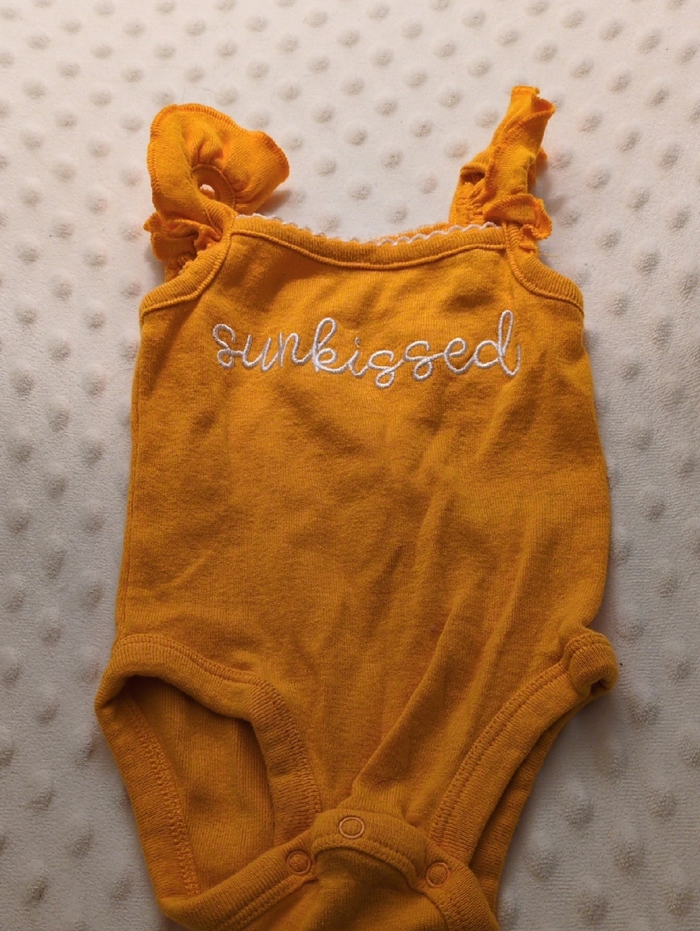 Koala Kids Orange 'Sunkissed' Ruffle Strap Bodysuit, 0-3m